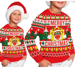 Jersey Navidad Reno Merry Christmas rojo para niños