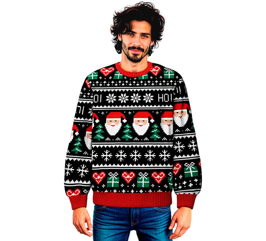 Translation missing: es.Jersey Navideño azul Papá Noel para adulto