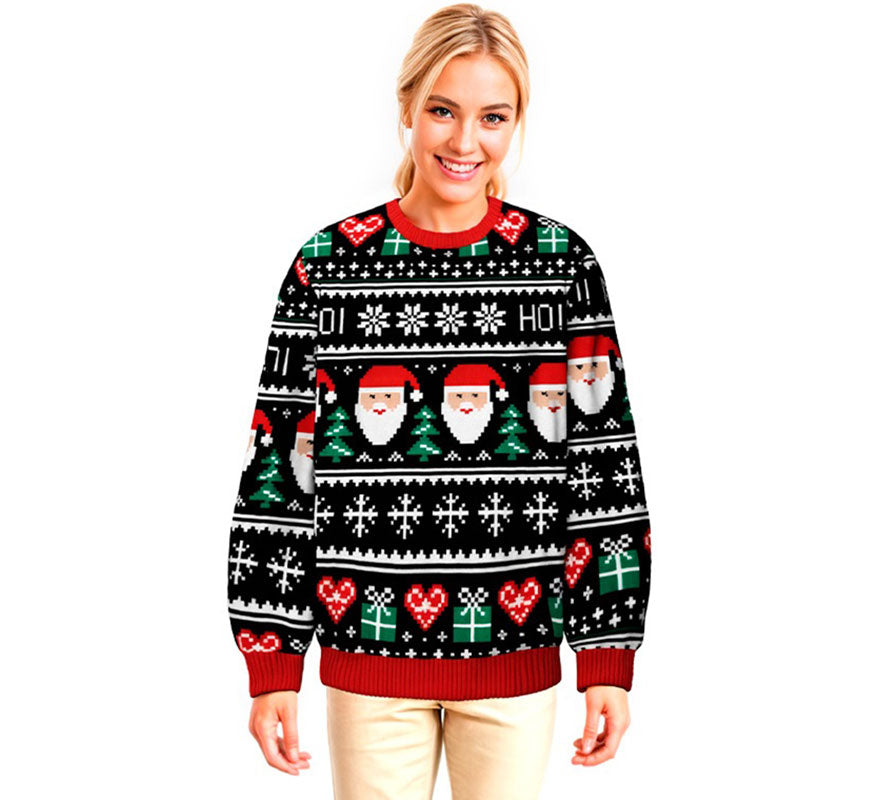 Translation missing: es.Jersey Navideño azul Papá Noel para adulto