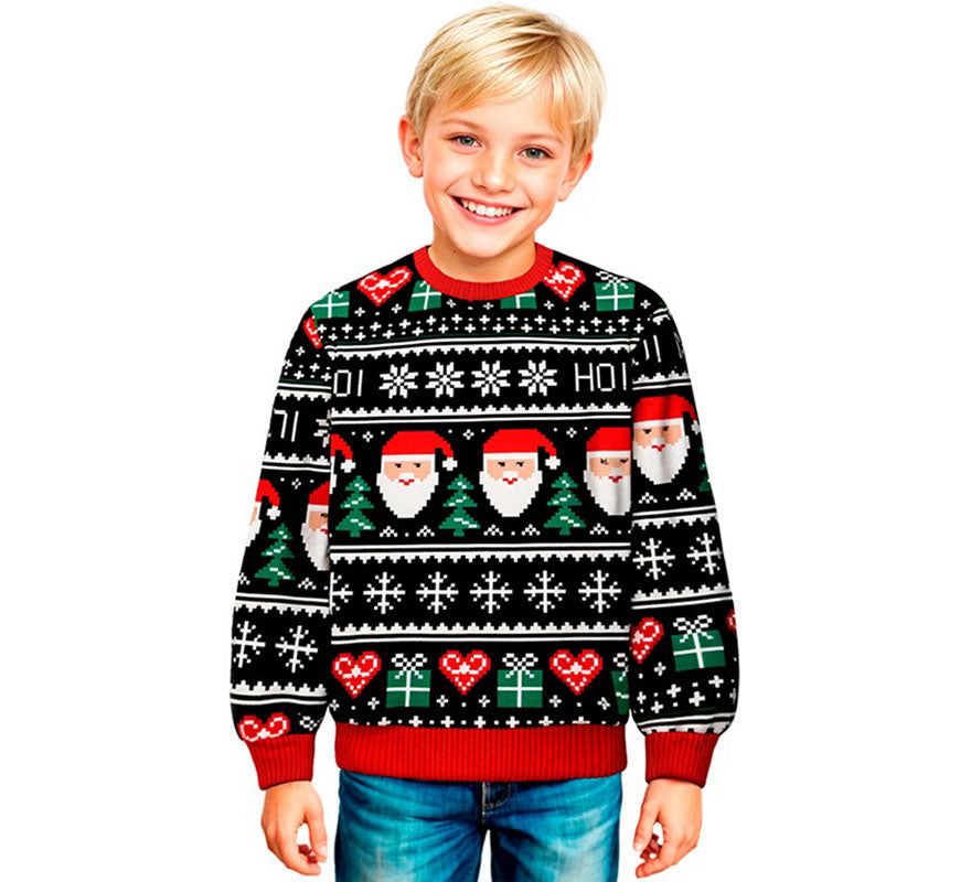 Translation missing: es.Jersey Navideño azul Papá Noel para niños