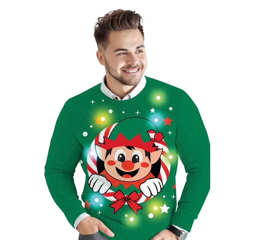 Translation missing: es.Jersey Navideño de Elfo con 12 Luces LED para hombre