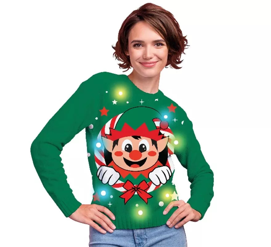 Translation missing: es.Jersey Navideño de Elfo con 12 Luces LED para mujer