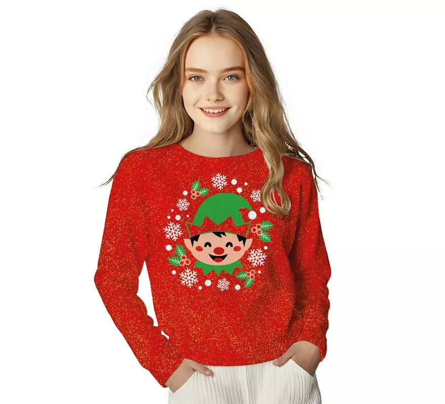 Translation missing: es.Jersey Navideño de Elfo con Purpurina para niños