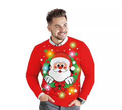 Jersey Navideño de Papá Noel con 12 Luces LED para hombre