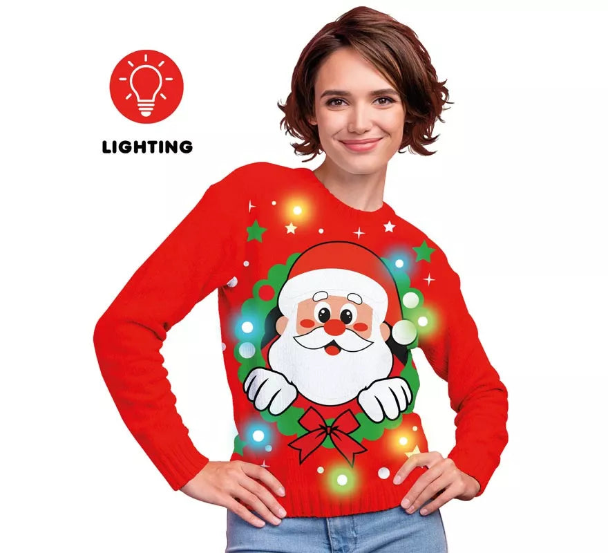 Translation missing: es.Jersey Navideño de Papá Noel con 12 Luces LED para mujer