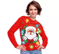 Jersey Navideño de Papá Noel con 12 Luces LED para mujer