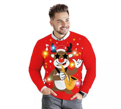 Jersey Navideño de Reno con 12 Luces LED para hombre