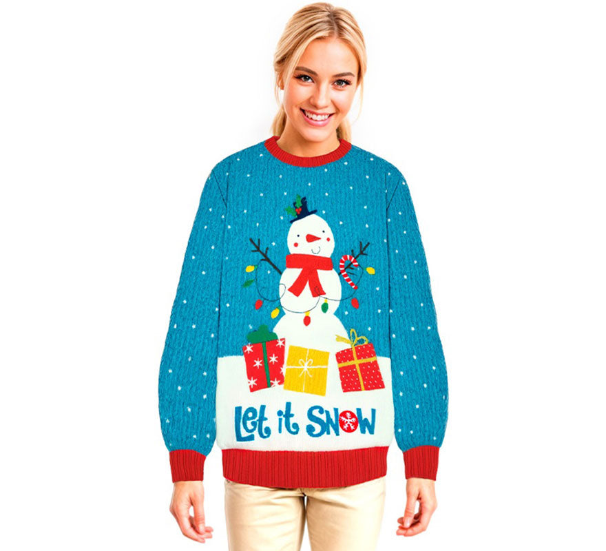 Translation missing: es.Jersey Navideño Muñeco de Nieve con Luces para adulto