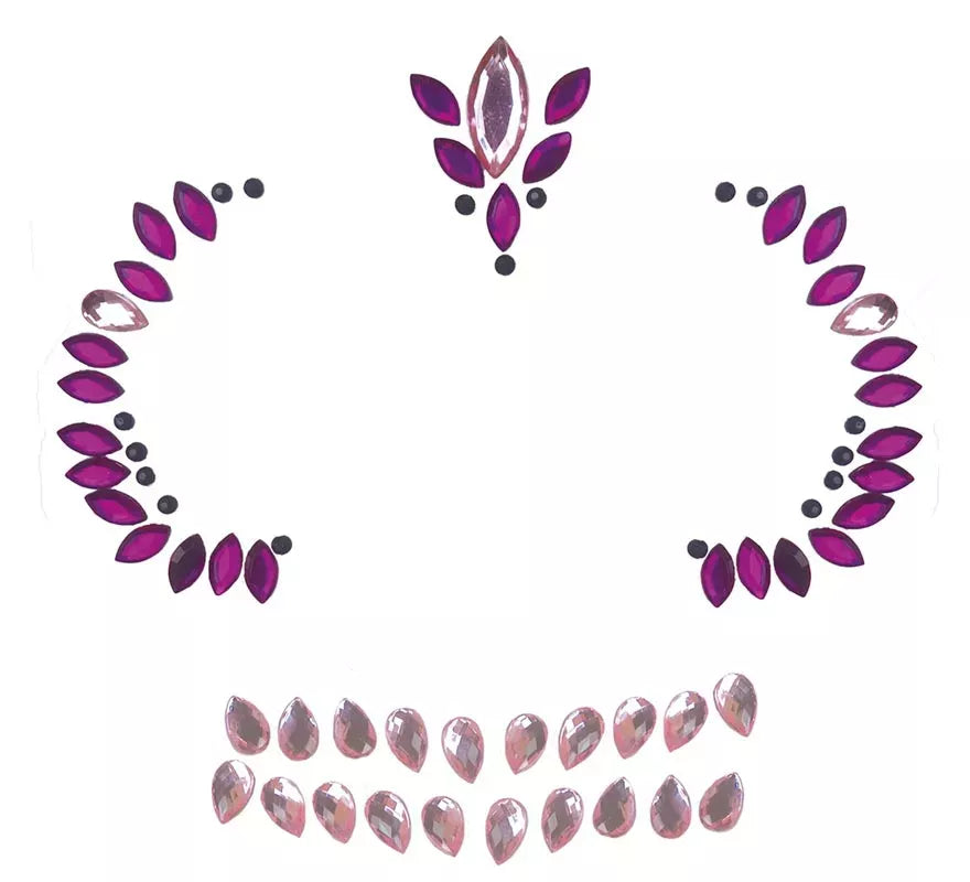 Joyas Faciales Adhesivas de Calavera Lila
