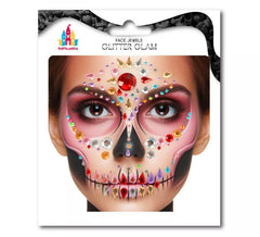 Joyas Faciales Calavera Fashion Gemas multicolor adulto