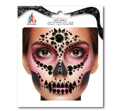 Joyas Faciales Calavera Fashion Gemas negras adulto