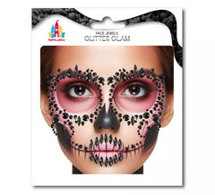 Joyas Faciales Calavera Fashion Gemas negras adulto