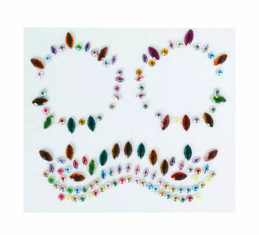 Translation missing: es.Joyas Faciales Calavera multicolor Adhesivas de 13x15 cm