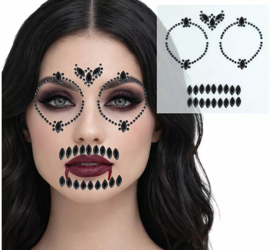 Translation missing: es.Joyas Faciales Calavera negro Adhesivas de 13x15 cm
