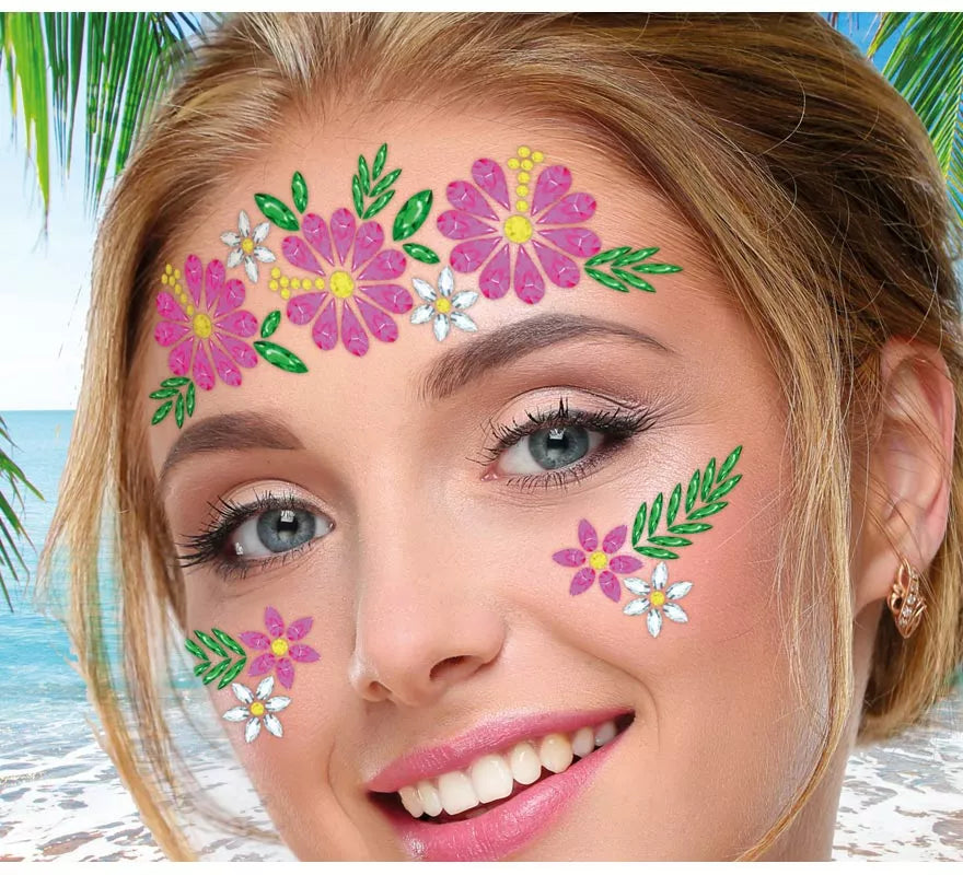 Translation missing: es.Joyas Faciales Flores rosa y verde