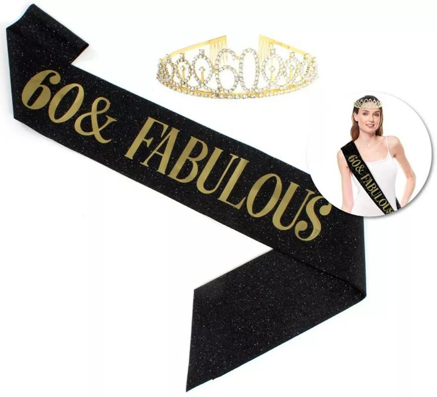 Translation missing: es.Kit 60 Cumpleaños y Fabulosa: Corona y Banda de 160x9,5 cm
