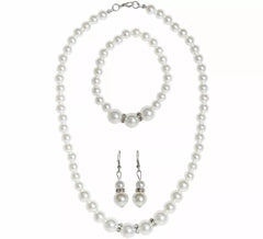 Kit Años 20: Collar de Perlas Strass, Pendientes y Brazalete