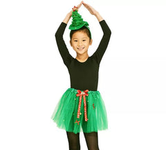 Kit Árbol Navidad Infantil de 30 cm: Diadema y Tutú de 28 cm