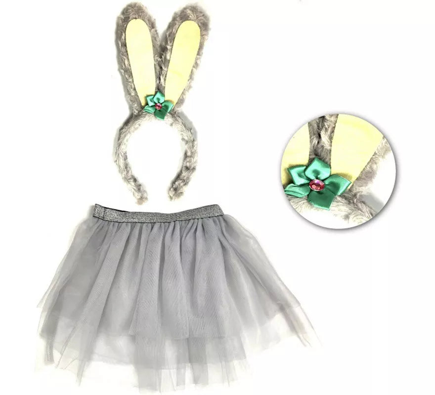 Translation missing: es.Kit Conejita Gris Infantil: Tutú y Diadema