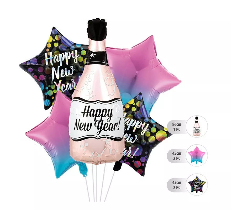 Translation missing: es.Kit de 5 Globos Foil Champagne de Happy New Year