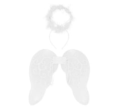 Kit de Ángel Blanco Infantil: Diadema y Alas de 45x42 cm