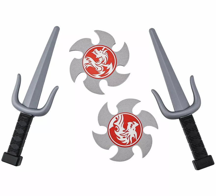 Translation missing: es.Kit de Armas Ninja: 2 Dagas y 2 Estrellas de plástico