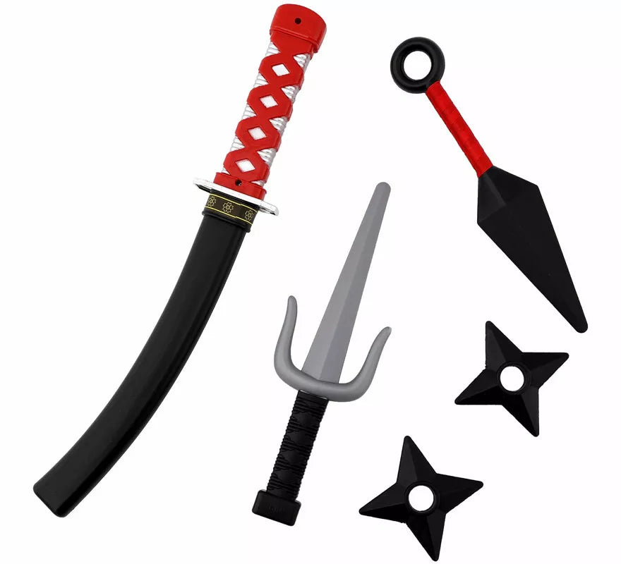 Translation missing: es.Kit de Armas Ninja: Dagas, Kunai, Espada y 2 Estrellas de plástico
