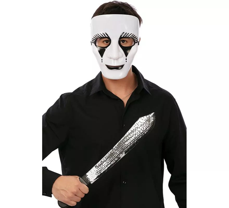 Translation missing: es.Kit de Asesino blanco adulto: Máscara y machete de 18x55 cm
