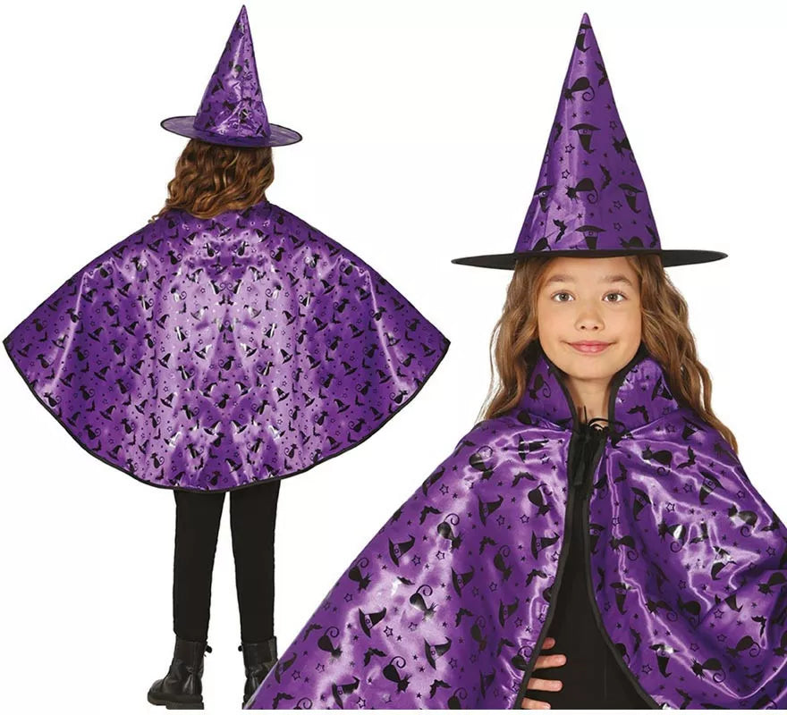 Translation missing: es.Kit de Bruja lila Infantil: Capa y Sombrero