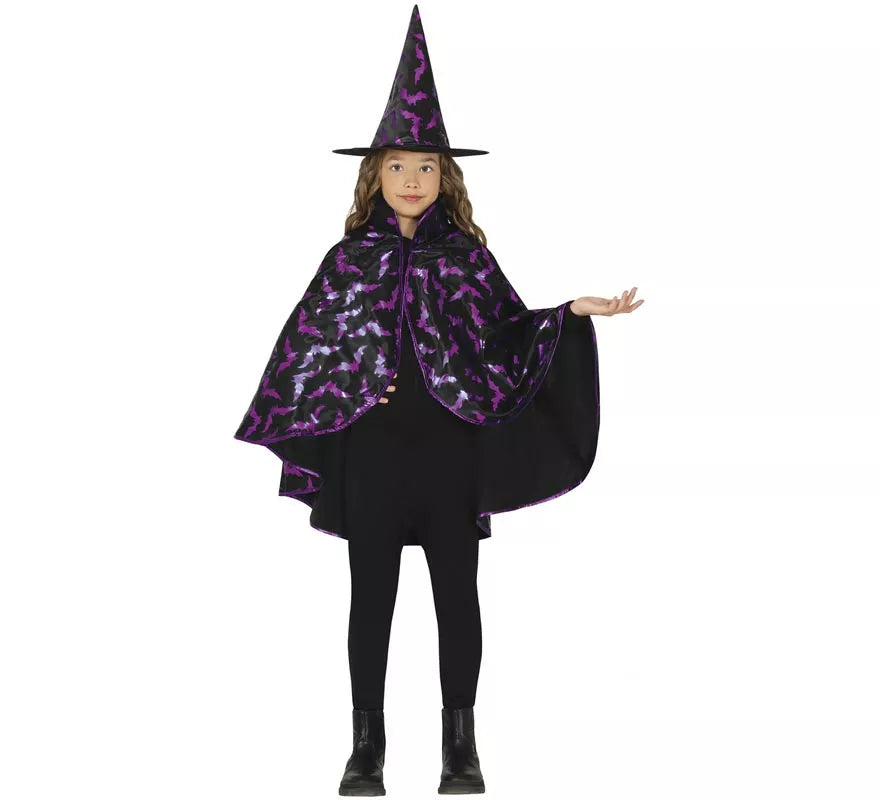 Translation missing: es.Kit de Bruja negro y lila Infantil: Capa y Sombrero