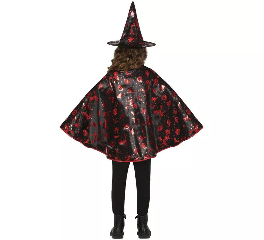 Translation missing: es.Kit de Bruja negro y rojo Infantil: Capa y Sombrero