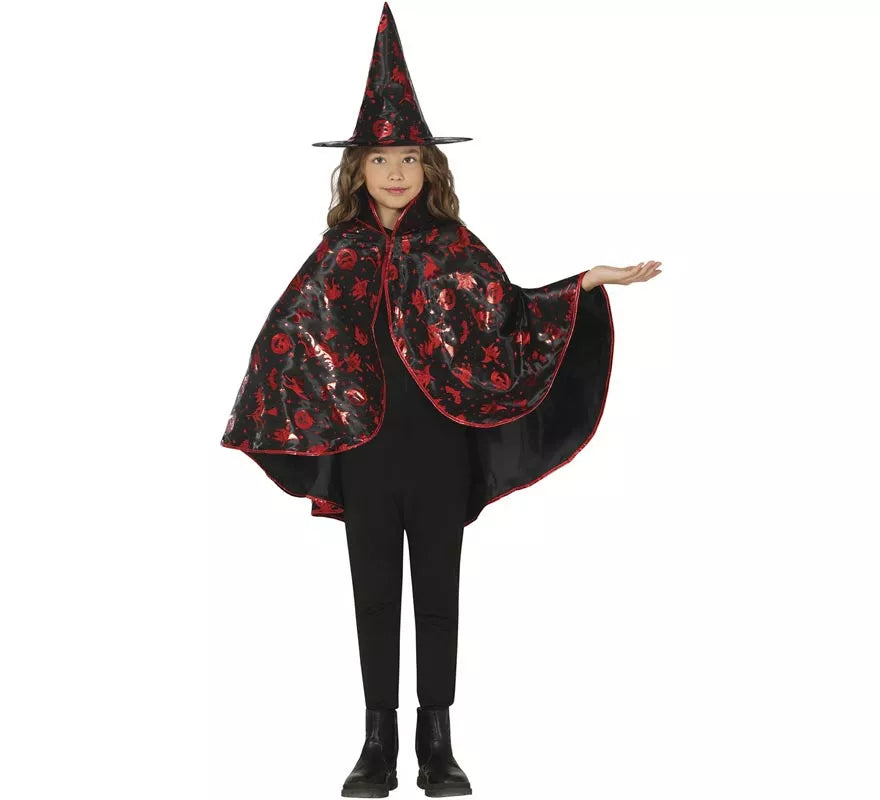Translation missing: es.Kit de Bruja negro y rojo Infantil: Capa y Sombrero