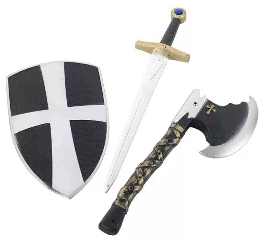 Translation missing: es.Kit de Caballero Cruzado Infantil: Hacha, Espada y Escudo