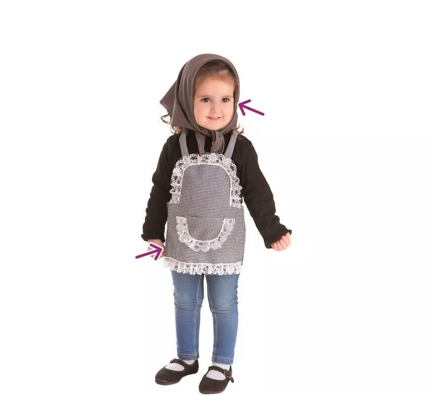 Kit de Castañera Vichy para niña: Delantal y Pañuelo