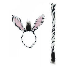 Kit de Cebra: Diadema con orejas y Cola