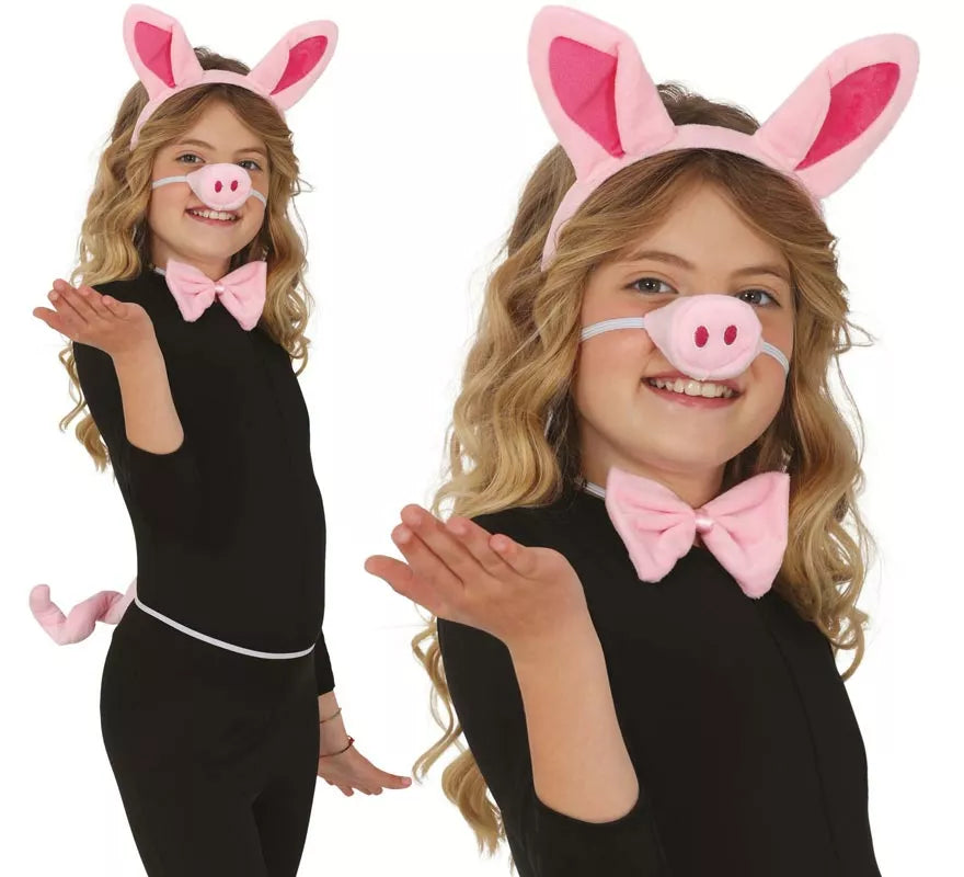 Translation missing: es.Kit de Cerdito para niños: cola, nariz, orejas y pajarita