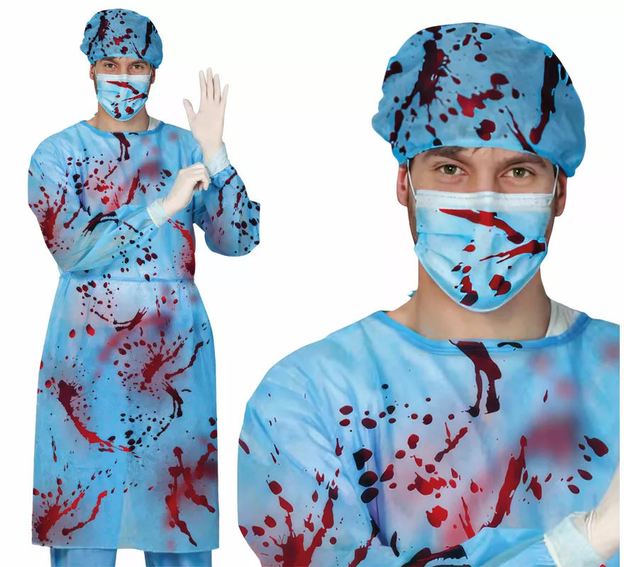 Translation missing: es.Kit de Cirujano con Sangre para hombre: Gorro, Mascarilla y Bata