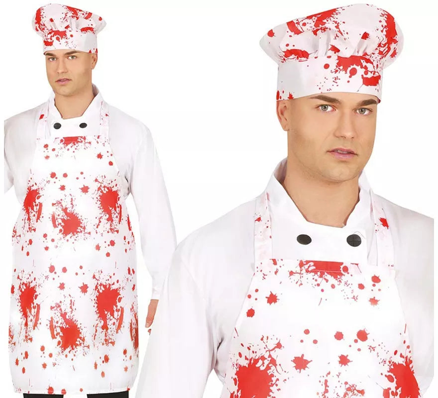 Translation missing: es.Kit de Cocinero: Gorro y Delantal con Sangre 55x70 cm