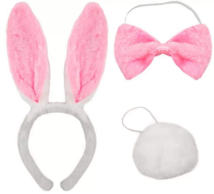 Translation missing: es.Kit de Conejo blanco y rosa: Diadema, Pajarita y Cola