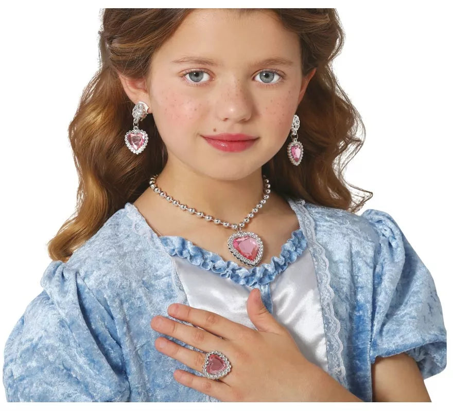 Translation missing: es.Kit de Corazón rosa infantil: Collar, Anillo y Pendientes