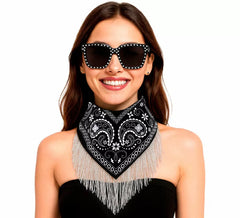 Kit de Despedida negro para mujer: Pañuelo y Gafas