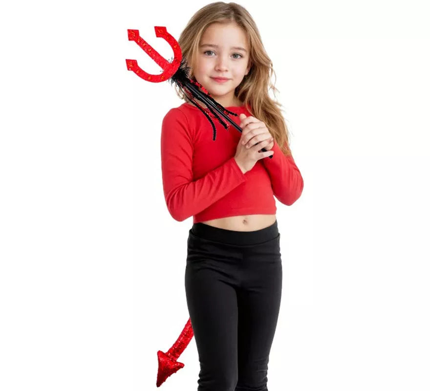 Translation missing: es.Kit de Diablo: Tridente con Cola de Lentejuela Infantil