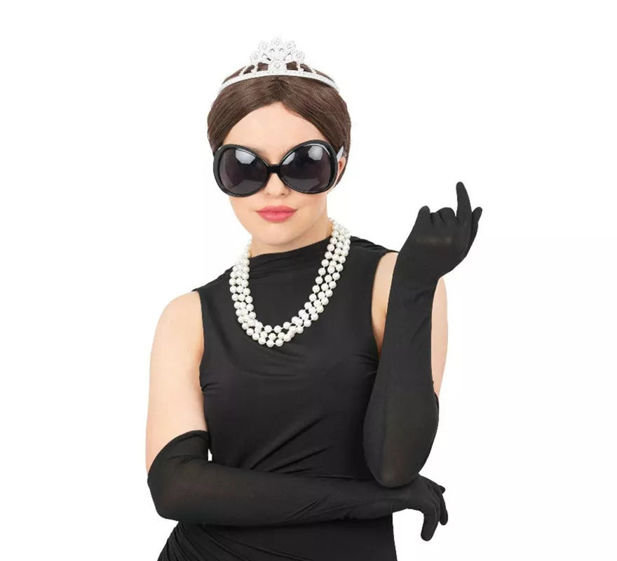 Translation missing: es.Kit de Diva Gafas de sol adulto: Tiara de plástico, Collar y Guantes largos