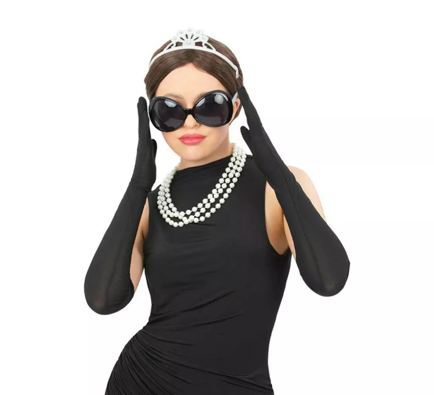 Translation missing: es.Kit de Diva Gafas de sol adulto: Tiara de plástico, Collar y Guantes largos