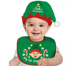 Kit de Elfo infantil: Gorro y Babero verde