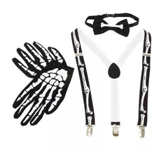 Kit de Esqueleto: Pajarita, Guantes y Tirantes