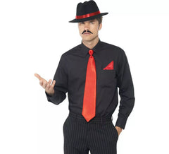 Kit de Gánster Rojo: Sombrero, Corbata y Pañuelo