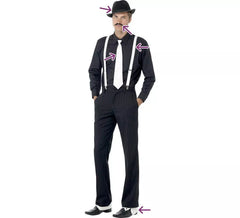 Kit de Gánster: Tirantes, Corbata, Sombrero, Polainas y Bigote