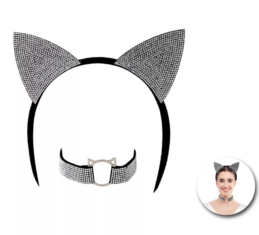 Translation missing: es.Kit de Gata brillante adulto: Diadema y Collar