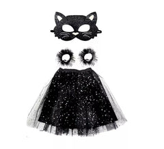 Kit de Gata negra: Tutú, Muñequeras y Antifaz